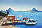 Painting of Lake Atitlan from the dock in Panajachel